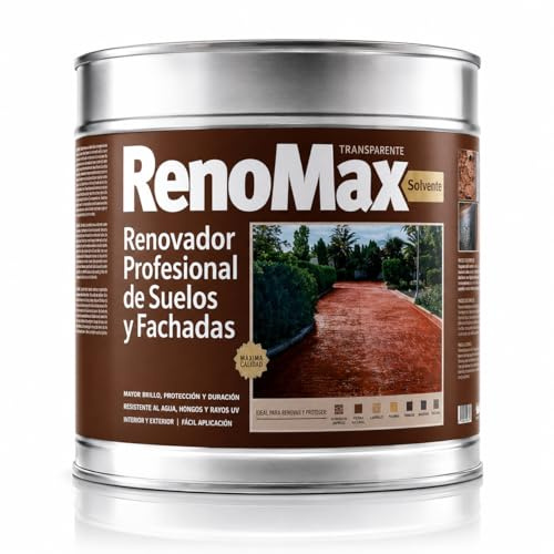 Renomax - Resina Hormigon Impreso y Superficies Porosas Al Disolvente | Repara, Renueva, Protege y Embellece Suelos y Fachadas, 5L Cubre hasta 50m² | Resina Hormigon Fácil de Aplicar, Garantía 5 Años