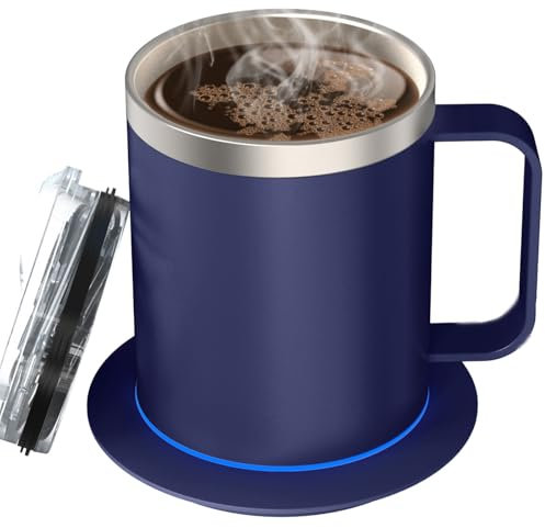 Zhenglu Heated Coffee Mug, USB Powered Smart Cup with Auto-Temp Control, Coffee Mug Warmer for Desk, Appreciation Gifts(Royal Blue-12oz)