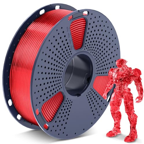 SUNLU PLA Filament 1.75mm Transparente, 3D Drucker Filament PLA 1.75mm +/- 0,02mm, Einfach zu Verwenden, Anfängerfreundlich, Passend Für Sie Meisten FDM 3D Drucker, 1KG Spule. (Transparent Rot)