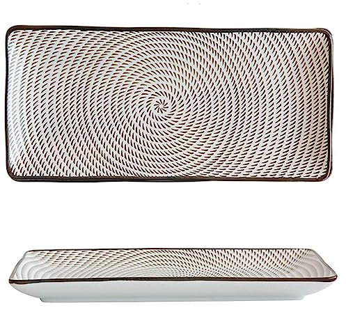 NGDECOR Piatti da Insalata Rettangolari in Ceramica da 9,8 Pollici, Piatti Piani, Piattini Pasta Vassoi per Antipasto, Sushi, Frutta - Microonde/Forno/lavastoviglie, Set di 2,C