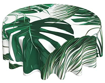 Mantel De Hule Palmera Moderno Mantel De Mesa Redondo Cubremesa 152Cm para Cocina Hogar Comedor