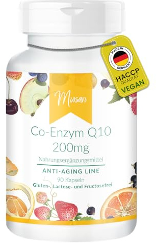 Co-Enzym Q10 200mg - 90 Kapseln - Hochdosiert - 100% Vegan – Herstellung & Laborprüfung in Deutschland | MIOSAN® CLUB - Exklusives Wohlbefinden