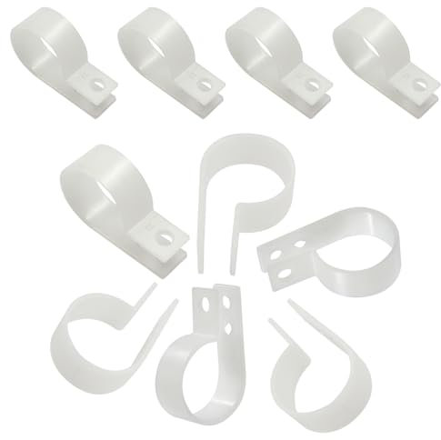 Cjueiom 20Pcs 25mm R-Type Cable Clip Wire Clamp, Nylon R-type Clamp Organizer Cord Clips Fit Cable Dia 21-25mm, White Cable Clamp Cord Fastener Clips for Wire Management