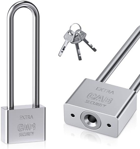 Nourdom Lucchetto allungato con 3 chiavi, lucchetto con arco lungo 40 mm Armadietto ad alta sicurezza Chiavi resistenti Serratura per magazzini Porte di container Garage Cancelli di capannoni Bicic