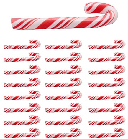 Yheonver 100 StüCk Rot und Handgemachte Weihnachten Zucker Stange Miniatur Essen Puppenhaus Hause Dekor Ton Zucker Stange Etwa 3,2 x 1 cm