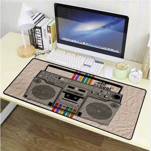 Tappetino Mouse XXL 1200x600x2mm, Mouse Pad, Tappetino per Mouse Grande, Tappetino da Scrivania Superficie Speciale Migliora la Precisione per Giocatori Ufficio Casa Radio Grigia