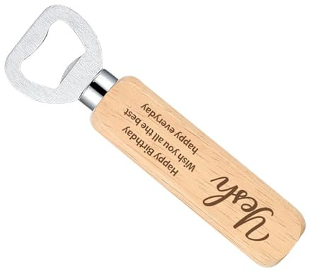 RoPox Apribottiglie Birra | apribottiglie per Birra | Apribottiglia Personalizzato | Apribottiglie con Manico in Legno Cavatappi | Birra Portatile Beer Opener Durevole | Regalo Uomo
