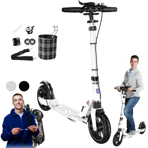 Cityroller Tretroller Erwachsene 150 kg Tragkraft, City Roller Kinder 8 Jahre, 200mm Big Wheel Kids Scooter mit Bremsen und Stoßdämpfern, Kickboard Klappbar & Höhenverstellbar