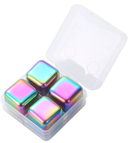 Glaçons en Acier Inoxydable, Pierres à Whisky à Refroidissement Rapide avec Pince à Glace pour Boissons (Colorful)