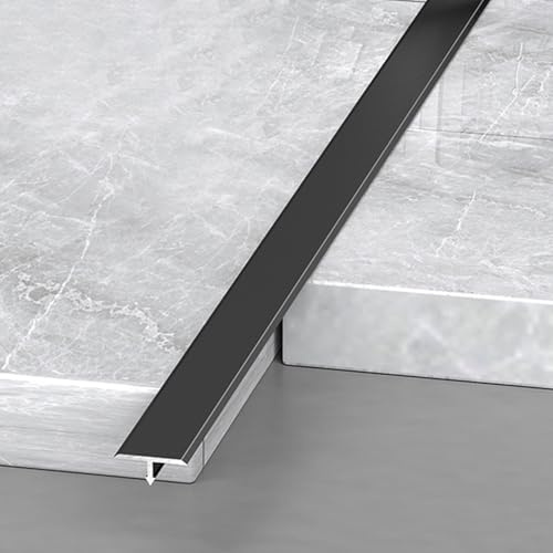 Metal T shaped Floor Seam Joining Strip for Door Threshold And Flooring Gaps Black Room Divider for Vinyl Laminate Planks Tile Wood Easy to Cut and Install (W 1/2 in/12mm L 48 in/122cm)