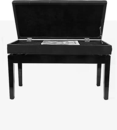 Verstellbare hydraulische Klavierbank mit Stauraum, schwarz, 76 x 39 x 48 cm, 58 cm