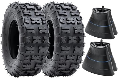 PaoWin 2 Stück 13x5.00-6 Reifen und 13x5.0-6 (5.0/4.0-6) Schlauch für 4-Rad-ATV, Quad-Rasenmäher, Schubkarren, Go-Karts, Schneefräsen, Traktoren, Sackkarren, Trolleys, Mini-Bikes Reifen (P-094)