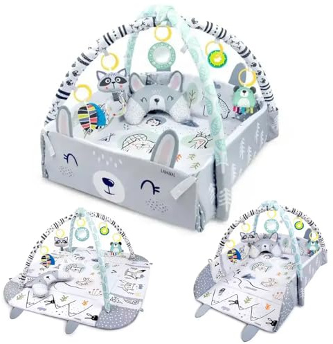 Tapis d'Éveil Bébé avec Arche Évolutif 20 Balles 5 Jouets Multifonction