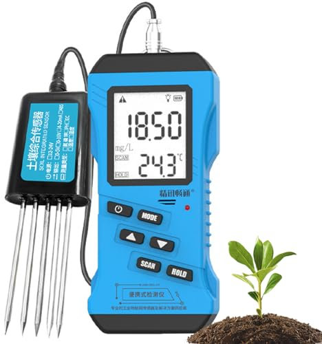 7 in 1 Tester del Terreno EC PH misuratore di umidità, termometro del Terreno, azoto, fosforo, potassio NPK Tester, per dispositivi di Test del sensore delle Piante da Giardino all'aperto