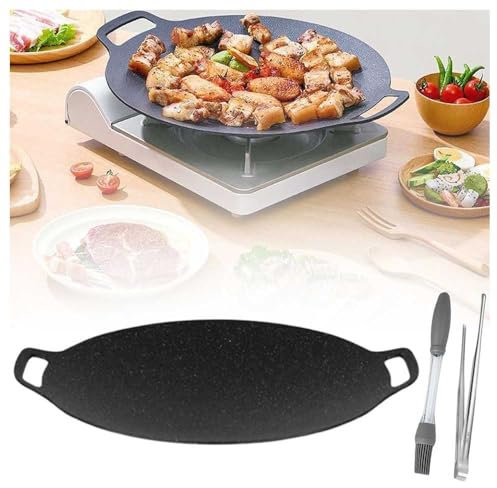 Non-Stick Round Baking Pan, 2025 New Korean BBQ Grill Pan for Home Kitchen Camping Travel, Multifunctional Frying and Baking Pan Grill Pan for Indoor Cooking