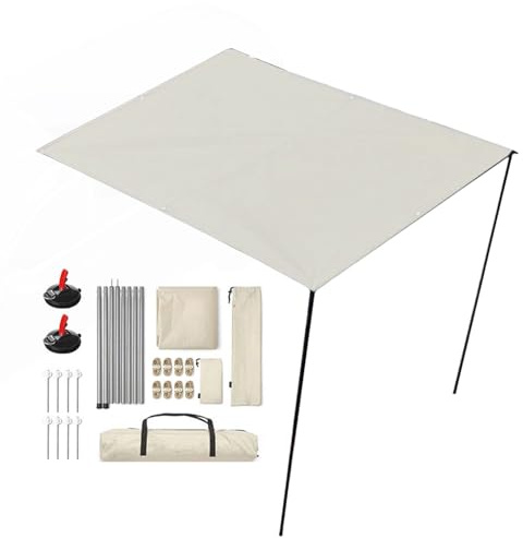 Toldo lateral para coche, toldo para vehículo con cobertura solar, PU3000 mm UV50+, adecuado para camiones, campistas, camping y aterrizaje (accesorios incluidos)