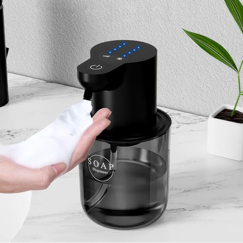 Miawtro Dispenser di sapone automatico, 400 ml, dispenser di sapone da parete, dispenser di sapone in schiuma con sensore intelligente, quattro modalità regolabili, compatibile con una varietà di