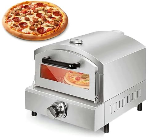 Four à pizza d'extérieur avec pierre rotative, feu de bois, thermomètre intégré pour jardin, camping, pique-nique