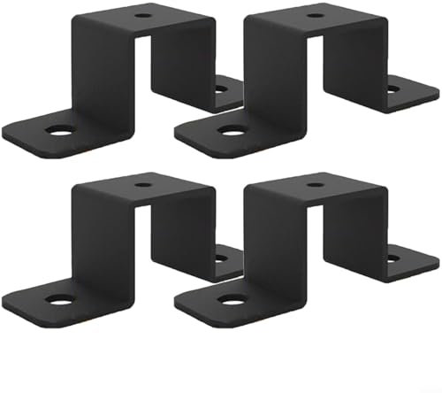 Lot de 2 colliers de serrage carrés - 4 pièces - Support résistant à la corrosion pour tubes et balustrades - En acier au carbone - En forme de U - Pour balcon, escaliers, portes et fenêtres (4 pièces