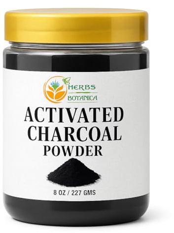 Herbs Botanica Activated Charcoal Powder 227 gms 100% Food Grade Bamboo Charcoal Powder for Baking, Soap Making, & DIY for Multiple Uses 8 oz