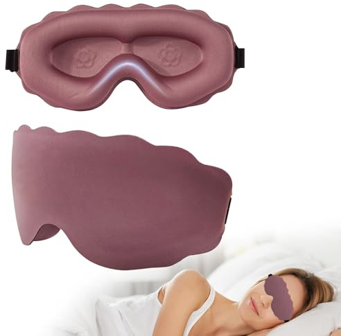 3D Schlafmaske für Seitenschläfer, Augenmaske Schlafmaske mit Verstellbarem Band & Vollständiger Lichtblockierung, Weiche und Atmungsaktive Memory Schaum Augenmaske für Reisen Yoga Nap
