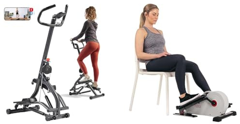 Sunny Health and Fitness Magnetic Under Desk Elliptical Peddler, Portable Mini with Resistance + Stair Stepper w/Handlebar, Extended Step Range Machine for Climbing Exercise, Height-Adjustable