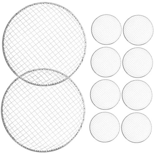 Veemoon 10 piezas Malla Parrilla Bbq Desechable Redonda para Camping y Barbacoa Portátil Resistente para Cocinar
