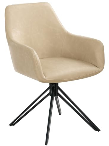 Beliani Lot de 2 Chaises de Salle à Manger Pivotantes à Dossier Haut Simili Cuir Beige Sancarc
