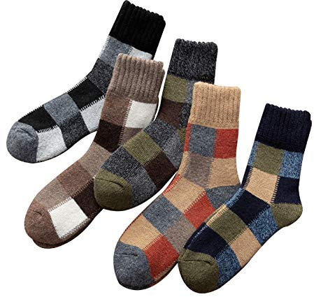 5 par män vinter mjuk varm kall stickad ull för inomhus utomhus hem matchande skor stövlar, flerfärgad, one size