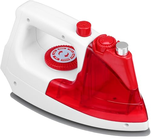 Sewroro Creative Mini Electric Iron Model, Pretend Play Iron Toy for Kids, Red Imitation House Appliance Decor, Educational Children Cognitive Model, 7. 5 Inch