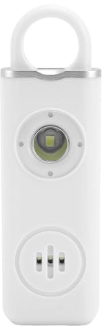 Jectse Alarme de sécurité Personnelle 130dB, Sirène Forte avec Lumière Stroboscopique LED, Porte-clés étanche pour Femmes et Enfants, Protection d'urgence (White)