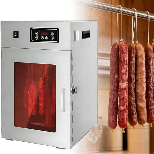 DIUNAOZI Essiccatore Rotante per Carne, Armadio di Essiccazione per Alimenti Commerciale da 800 W con Controllo Digitale, Regolazione 30-90 °C E 14 Ganci per Salsiccia, Pancetta, Pollo