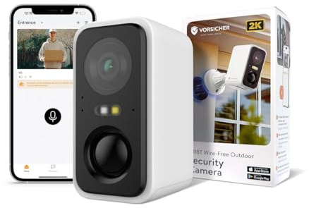 VORSICHER Telecamera Wi-Fi 2K · Esterno IP65, Senza Fili, Batteria Rimovibile 5200mAh, Visione Notturna a Colori 30m, AI Locale, Audio Bidirezionale, App Italiana, Marchio Italiano