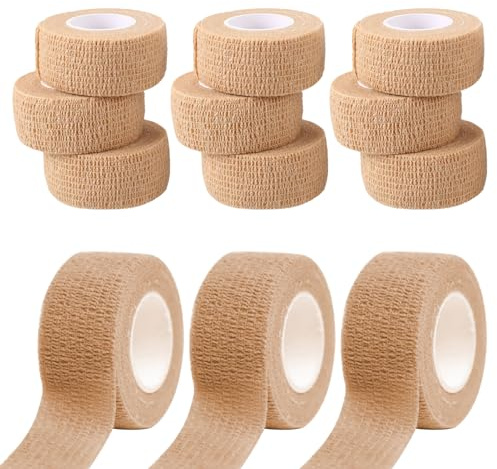 12 rulle förband självhäftande, 2,5 cm x 4,5 m fingerplåster självhäftande, elastiskt självhäftande fingerband, vattentätt, damm, fett, steril
