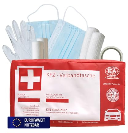 IEA Medical Kit di pronto soccorso auto (45 pezzi) | Set di 2 pezzi | Kit di emergenza auto | Kit di pronto soccorso per auto e camion | Manuale di pronto soccorso