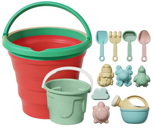 13Pcs Beach Toys Set For Kids, Colorful Sand Toy Set With Foldable Bucket, Shovel And Small Water Bottle Sandbox Toy Outdoor Games For Garden, Travel And Vacation