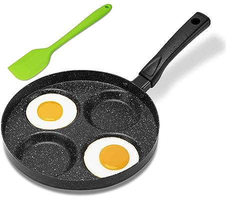 MyLifeUNIT Aluminum 4-Cup Egg Frying Pan, Non Stick Egg Cooker Pan