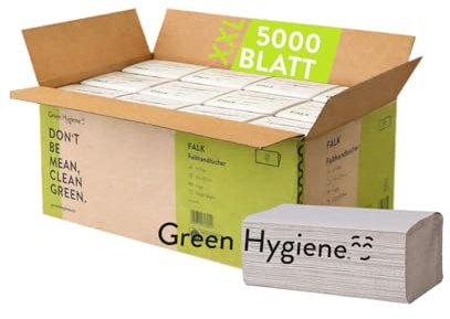 Green Hygiene Falk Papierhandtücher Z-Falz 5000 Blatt Recycling natur 1-lagig, 38 g/m², Blauer Engel zertifiziert, Falthandtücher für Spender, Gewerbe & Waschraum