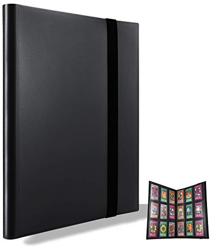 MUROAD Premium 9 Pocket Sammelalbum, Sammelkartenalben mit 360 Kartenkapazität, Kartenhalter für Pokemon, YuGiOh usw (Schwarz) | Säurefreie,nicht PVC-haltige,Seitliche Ladetaschen,9 Pocket Sammelalbum Kompatibel mit:Pokemon,YuGiOh!,One piece usw.