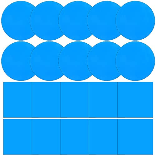 Tenare 20 Stücke Selbstklebende PVC Reparatur Patches, Vinyl Schwimmbad Liner Buchse Patch Boot Reparatur Vinyl Flicken Gummi für Schlauchboot Kajak, Blau, Quadrat und Rund Stile