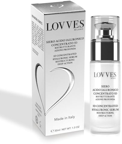 LOVVES 3D Konzentriertes HyaluronsäureSerum, Hohe Naturkosmetik, Restrukturierende Tiefenwirkung, Anti-Aging, Anti-Falten, Feuchtigkeitsspendend, 30ml Glasflasche