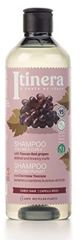 Itinera Volumen & Locken Shampoo - Sanfte Reinigungsformel mit roten Trauben aus Toskana für mehr Volumen und Lockendefinition (370 ml) - Pflegende, lebendige Locken und leichte Hydratation