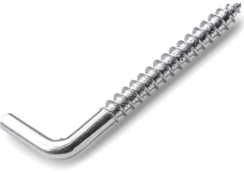 SS8® L Hook Screws 50mm (Pack of 20) Square Hooks Metal Screw in Heavy Duty Dresser Cup Hooks Hanging Cups, Keys, Traction Ropes, Picture for Indoor and Outdoor Hanging