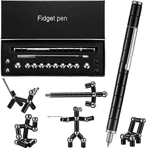 Fidget Gel Pens Gifts-Cool Birthday Gifts for Men-Christmas Stocking Stuffers-Novelty Toy Pen Gift Idea for Boyfriend Husband-Unique Gadgets for Teens Boys-Cool Pen Small Stuff Gift for Him (Black)
