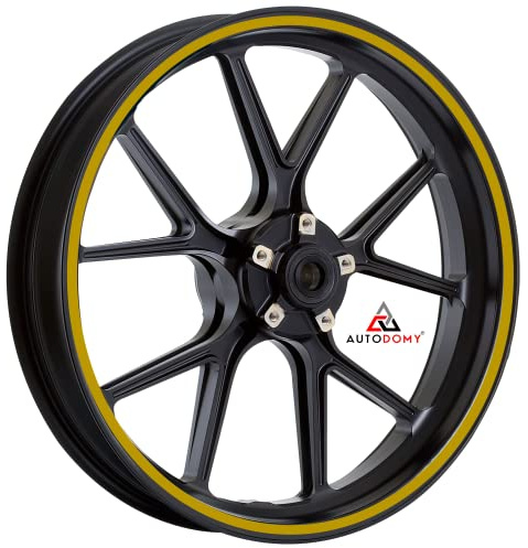 Autodomy Felgenrandaufkleber Komplettset für 2 Räder von 15 bis 19 Zoll Felgen Motorrad Auto Circular Sport Design (Gold, Breite 10 mm)