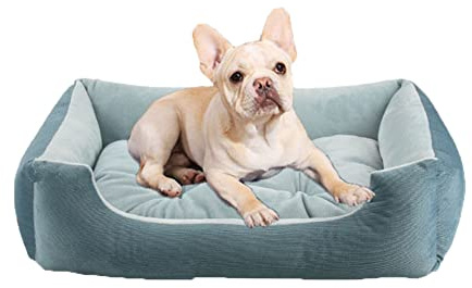 DAIHAN Hundebett, Hundekissen, Hundekorb, Bezug Abnehmbar und Waschbar, für Kleine Hunde Katzen, Rechteckiges Haustierbett rutschfest Waschbar Hundebetten,Blau,XXL(80x40x15cm)