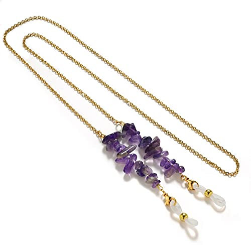 Brillenkette Edelstahlkette Handgefertigte Brillenkette Für Damen Lesebrille Sonnenbrillenband Umhängebänder Amethyst