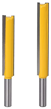 Bestgle 2 Pezzi Fresa Dritta a Doppia Scanalatura, Frese con Gambo da 8 mm Extra Lungo Fresa, Fresa per Scanalature Legno Punta del Router di Taglio a Filo