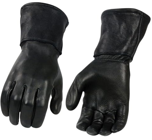Milwaukee Leather Men's USA Deerskin Gauntlet Motorcycle Hand Gloves - Large