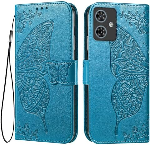 EASSGU Funda para Motorola Moto g54 / Motorola Moto g54 Power (6.5 Inches) Flip Folio Carcasa Magnética de Cuero para Teléfono con 3 Ranuras para Tarjetas 1 Wallet, Case - Azul